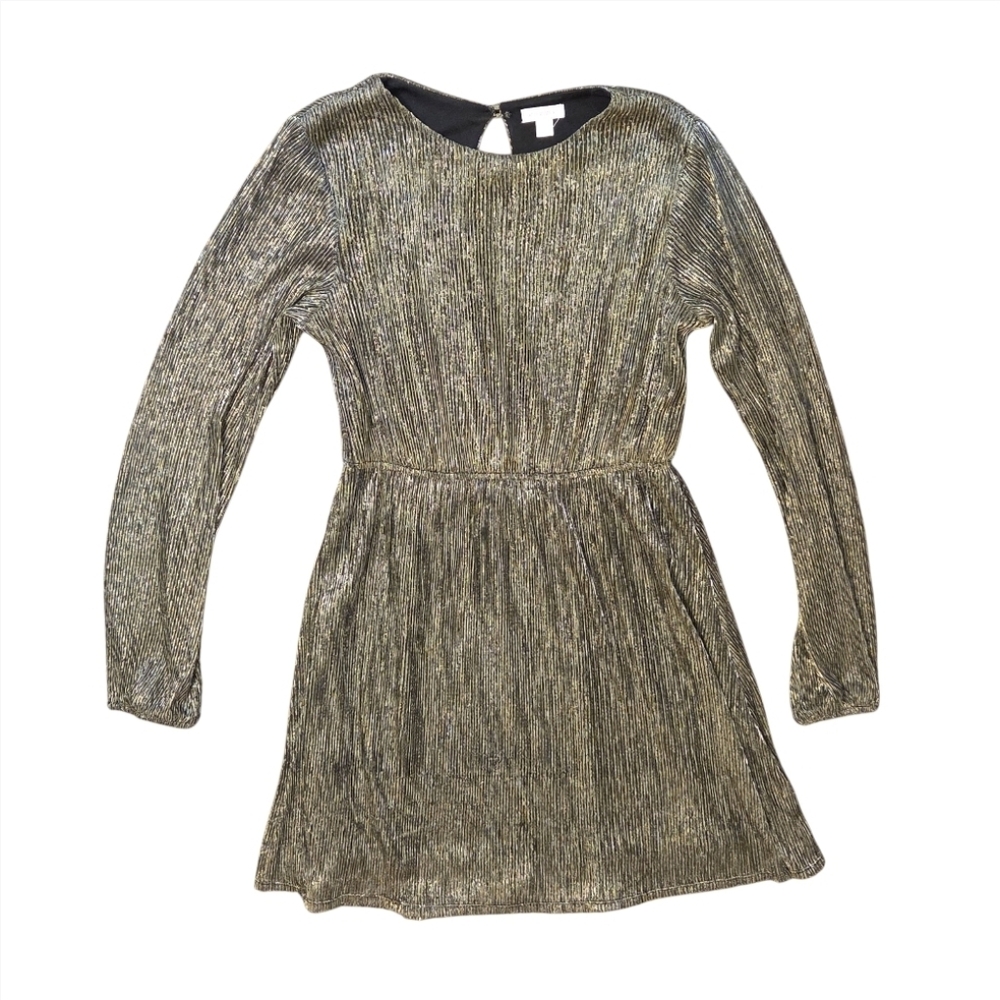 Xhilaration Metallic Gold Mini Dress Long Sleeve